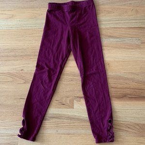 Girls Maroon Old Navy Leggings Size 8 (M)